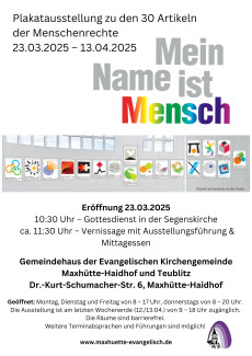 Plakat für die Ausstellung: "Mein Name ist Mensch"
