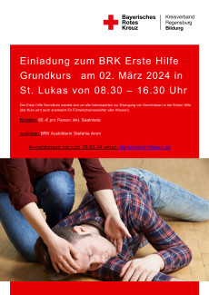 Plakat zum Erste Hilfe Grundkurs in St. Lukas