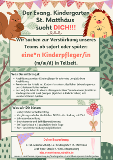 Stellenanzeige Kinderpfleger*in (m/w/d) für Kindergarten St. Matthäus