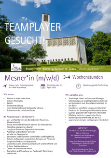 Stellenanzeige Mesner*in in St. Lukas gesucht. Teamplayer gesucht!