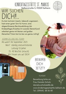 Stellenausschreibung für St. Markus Kelheim