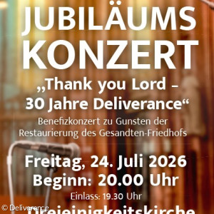 Flyer zum Jubiläumskonzert von Deliverance